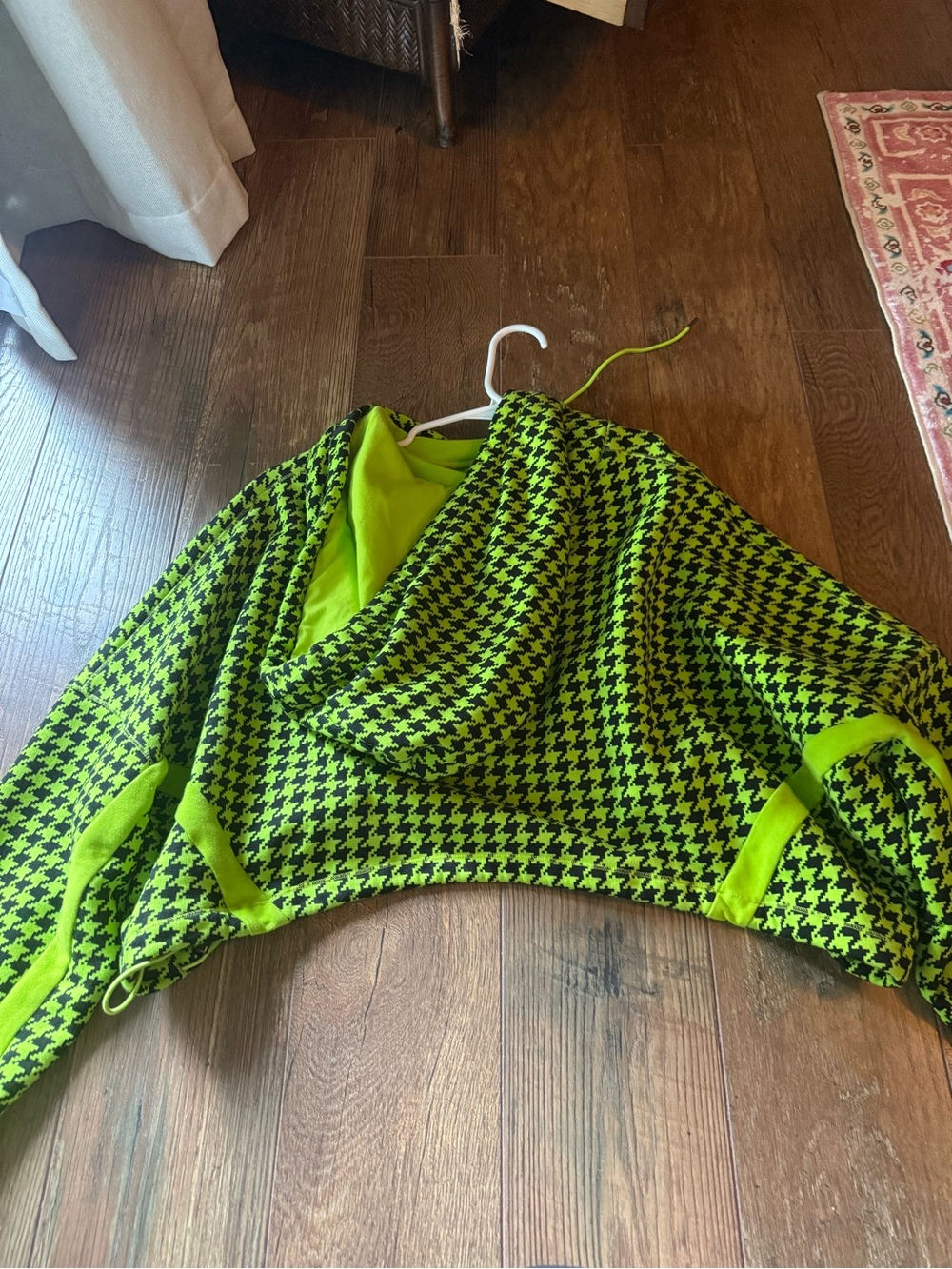 IVY PARK Neon Green & Black Houndstooth Kids Hoodie Jacket